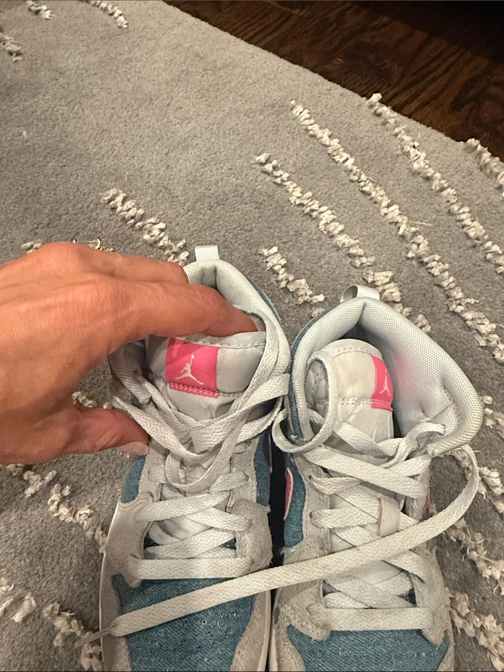 Nike air Jordan Low Top Sneakers in Denim Blue and Pink